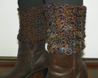 Boot Cuffs Shades of Brown with Grey Boot Cuffs Hand Crochet Ready to Ship