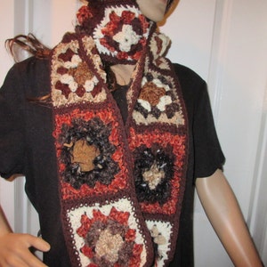 Beautiufl Rustic Scarf Granny Square Scarf Extra Long READY TO SHIP image 2