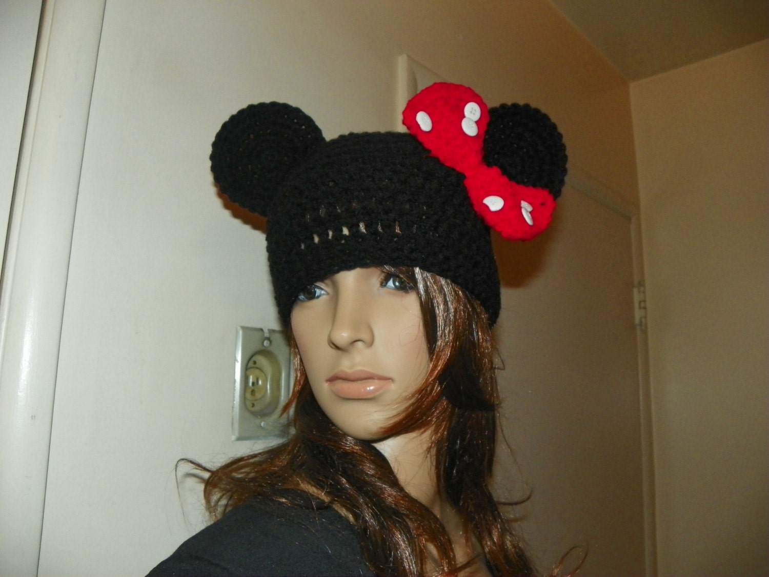 Minnie Mouse Hat With a Red Bow and 