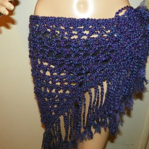 Sarong sedoso púrpura y azul Bikini Wrap Cover Up Ganchillo a mano