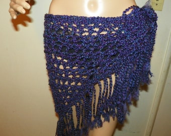 Sarong Silky Purple and Blue Bikini Wrap  Cover Up  Hand Crochet