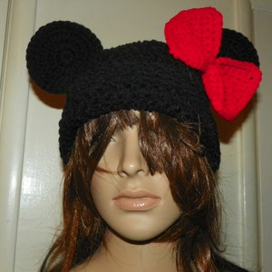 Minnie Mouse Hat with a XLarge Red Bow Sizes Teen-Adult Large image 2