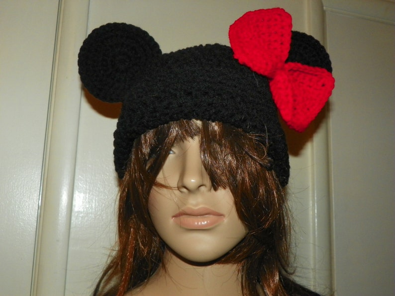 Minnie Mouse Hat with a XLarge Red Bow Sizes Teen-Adult Large image 2