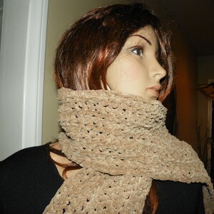 Beautiful Tan Scarf   SuedeType Yarn Makes ist so Soft  READY TO SHIP