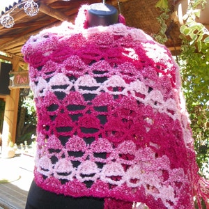 Pink Shawl  Wrap Shades of Pinks Perfect for A Gift Hand Crochet