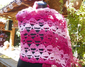 Pink Shawl  Wrap Shades of Pinks Perfect for A Gift Hand Crochet