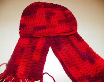 Girls Hat and Scarf Set Shades of Red Sizes 2-8