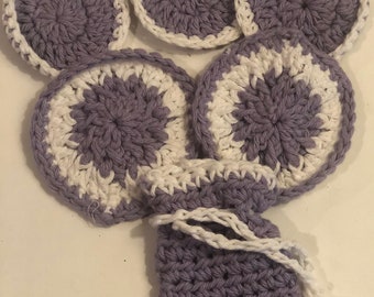 Lavender Soap Bag Face Scurb Sets  Reuseable Hand Crochet