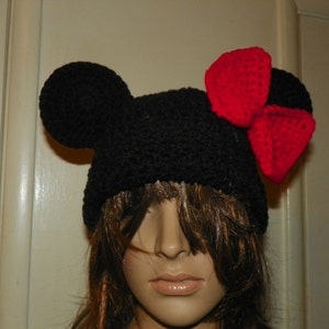 Minnie Mouse Hat with a XLarge Red Bow Sizes Teen-Adult Large image 3
