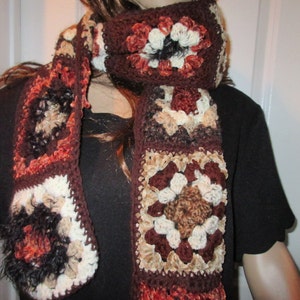 Beautiufl Rustic Scarf Granny Square Scarf Extra Long READY TO SHIP image 3