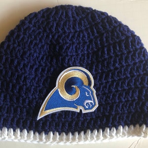 Los Angeles Rams Beanie Hat Sizes Teen-Adult Large Choose from All Navy or White Trim