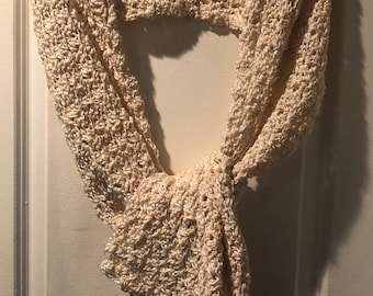 Silky Soft Beige Shawl Wrap Neck Scarf Perfect for a Gift Hand Crochet Ready to Ship
