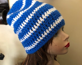 Blue and White Slouch Hat Dodgers Beanie Hat Unisex Sizes Teen-Adult Ready to Ship