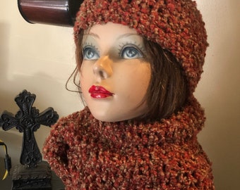 Beautiful Stunning Cowl and Hat Set  Perfect for a Teen Adult   Ready to Ship