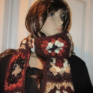 Beautiufl Rustic Scarf Granny Square Scarf Extra Long READY TO SHIP image 1