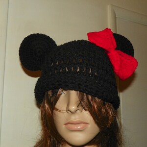 Minnie Mouse Hat with a XLarge Red Bow Sizes Teen-Adult Large image 4