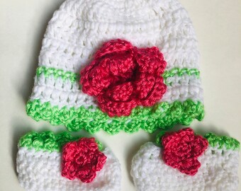 Baby Hat and Booties Set Size 3-6M Perfect for a Baby Gift