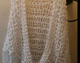 Beautiful Plus Size White  Shawl Wrap Crochet Size XL-XXXL