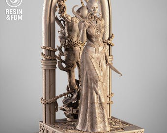 The Silent Disciple – Ritual Priestess Horror STL Statue