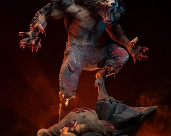 Moonlit Beast – Feral Warrior STL Statue