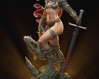 Blade Huntress – Fierce Warrior Woman STL Statue