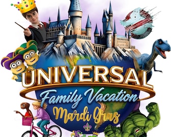 Universal Orlando Vacation Mardi Gras Themed PNG - Instant Digital Download - Matching Family Tops 2