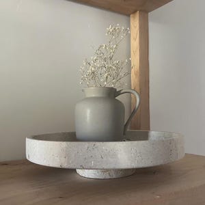 Natural Large Travertine Pedestal Bowl| Handmade Stone Fruit Bowl| Rustic Centerpiece| Decorative Stand| Minimalist Kitchen & Table Decor