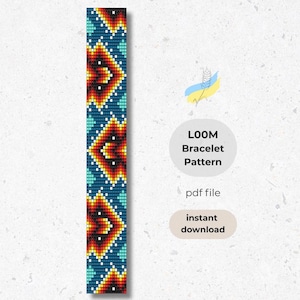 Loom Seed Beaded Bracelet Pattern, Native Inspired, Indigenous inspired, Colorful Beading Pattern, Loom Beadwork Design, Digital Download