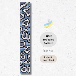 Loom Bracelet Pattern, Blue Circle Seed Bead Pattern, Cool Loom Pattern, Unique Beading Pattern, Digital Download PDF, DIY Beadwork Pattern