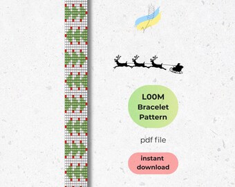Christmas Loom Seed Bead Pattern, Festive Loom Bracelet Choker Pattern, DIY Xmas Loom Pattern, Digital Download, Beaded Christmas Tree PDF