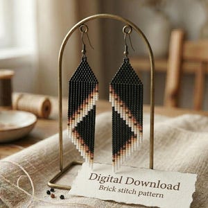 ユニークなブリックステッチのイヤリングパターン、オンブレシードビーズパターン、DIYフリンジイヤリング、ビーズパターン、デジタルダウンロード、ブリックステッチビーズワーク