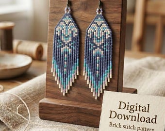 Boho Brick Stitch Earring Pattern, Seed Bead Fringe Design (Digital Download)