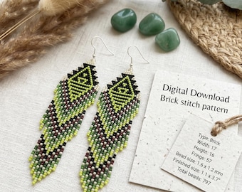 Brick Stitch Ombre Fringe Earring Pattern, Seed Bead Design (Digital Download)