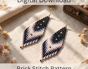 Boho Fringe Earring Brick Stitch Pattern, Seed Bead DIY (PDF Pattern)