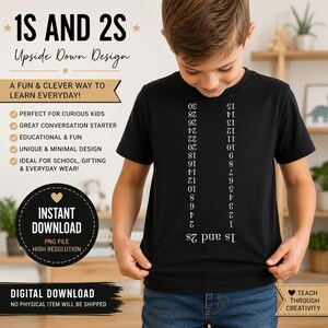 Upside Down Skip Counting Shirt PNG | 1s and 2s Math Learning Design (Digital Download)