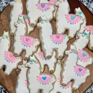 One dozen llama sugar cookies