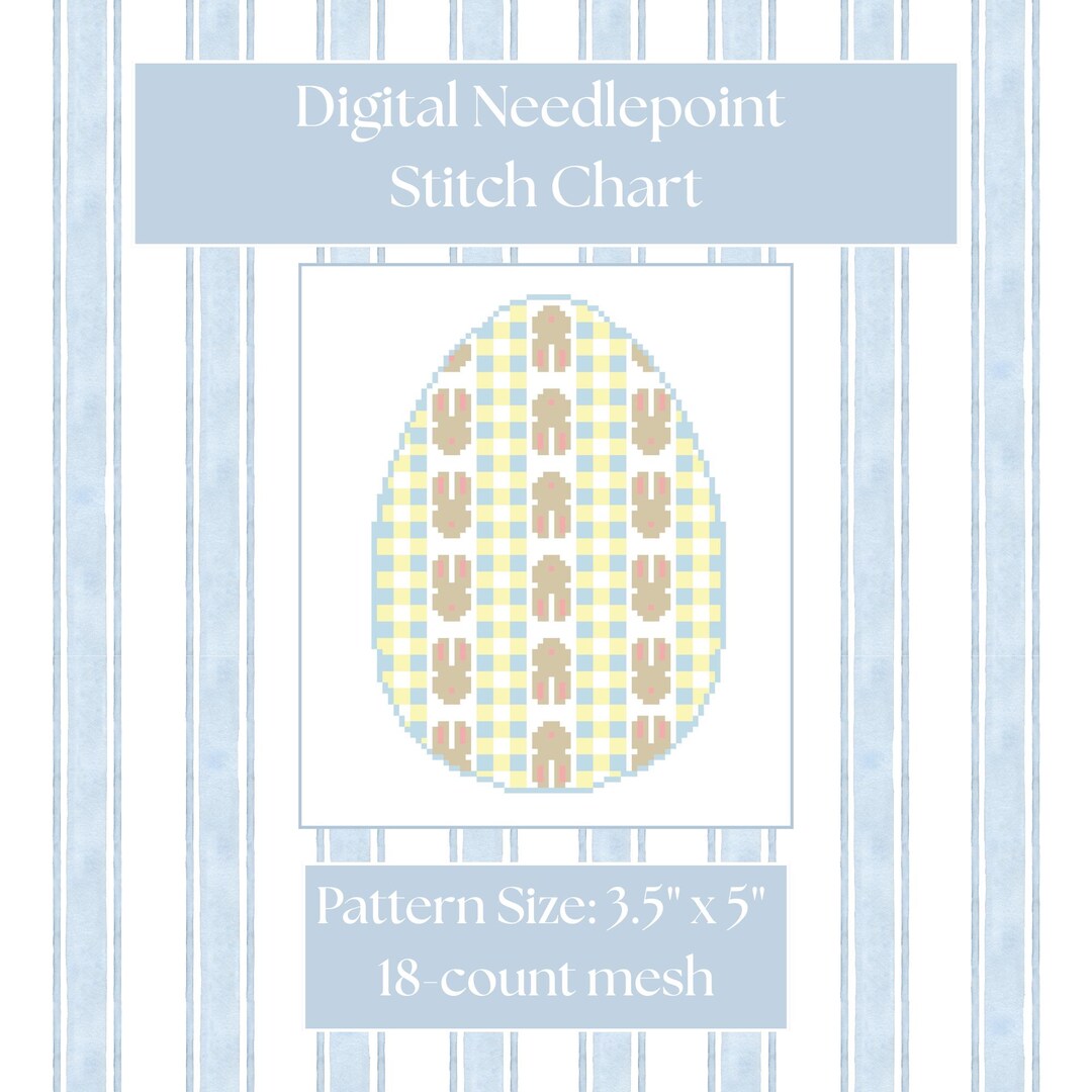 Easter Egg Bunny Needlepoint Pattern PDF, 18 Mesh Digital Chart, Spring ...