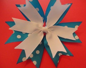 Blue and White adorable Hair Bow