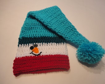 Snowman Hat with tail and Pom Pom