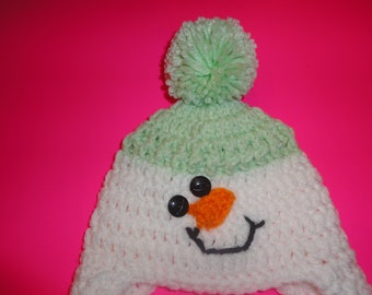 Green and White Snowman Hat