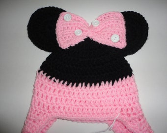 Minnie Mouse Crochet Hats(extra small (3 to six months)