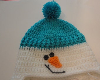 Adorable Snowman Hat with braided ties