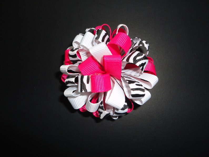 Pretty Black and Pink Zebra Loopy Bow
