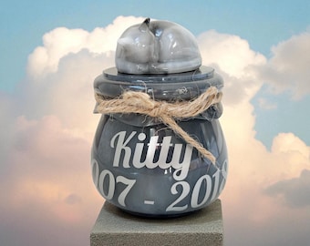 Urna Memorial para Gatos em Resina, Presente Personalizado para Luto com Lembrança de Pelos de Gato