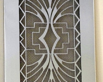 silver art deco vent cover from zinc, polished like nickel finish