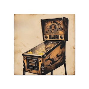 Vintage Pinball Canvas Art, Retro Wall Decor, Gamer Gift, Nostalgic Artwork, Living Room Decoration, Game Room Wall Art