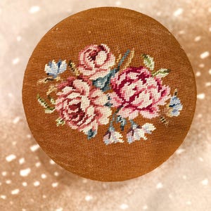 Vintage Needlepoint Foot Stool