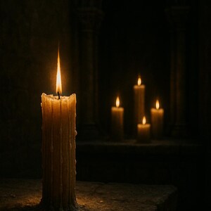Gothic Sanctuary Duo- Medieval Candlelight & Stained Glass Digital Art