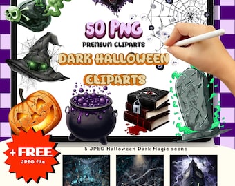 Halloween-png-clipartbundel | Spookachtige elementen, transparante achtergrond (commercieel gebruik)