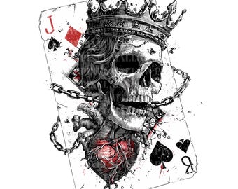 Clipart gotische speelkaart: Dark Fantasy Skull Poker, png (digitale download)